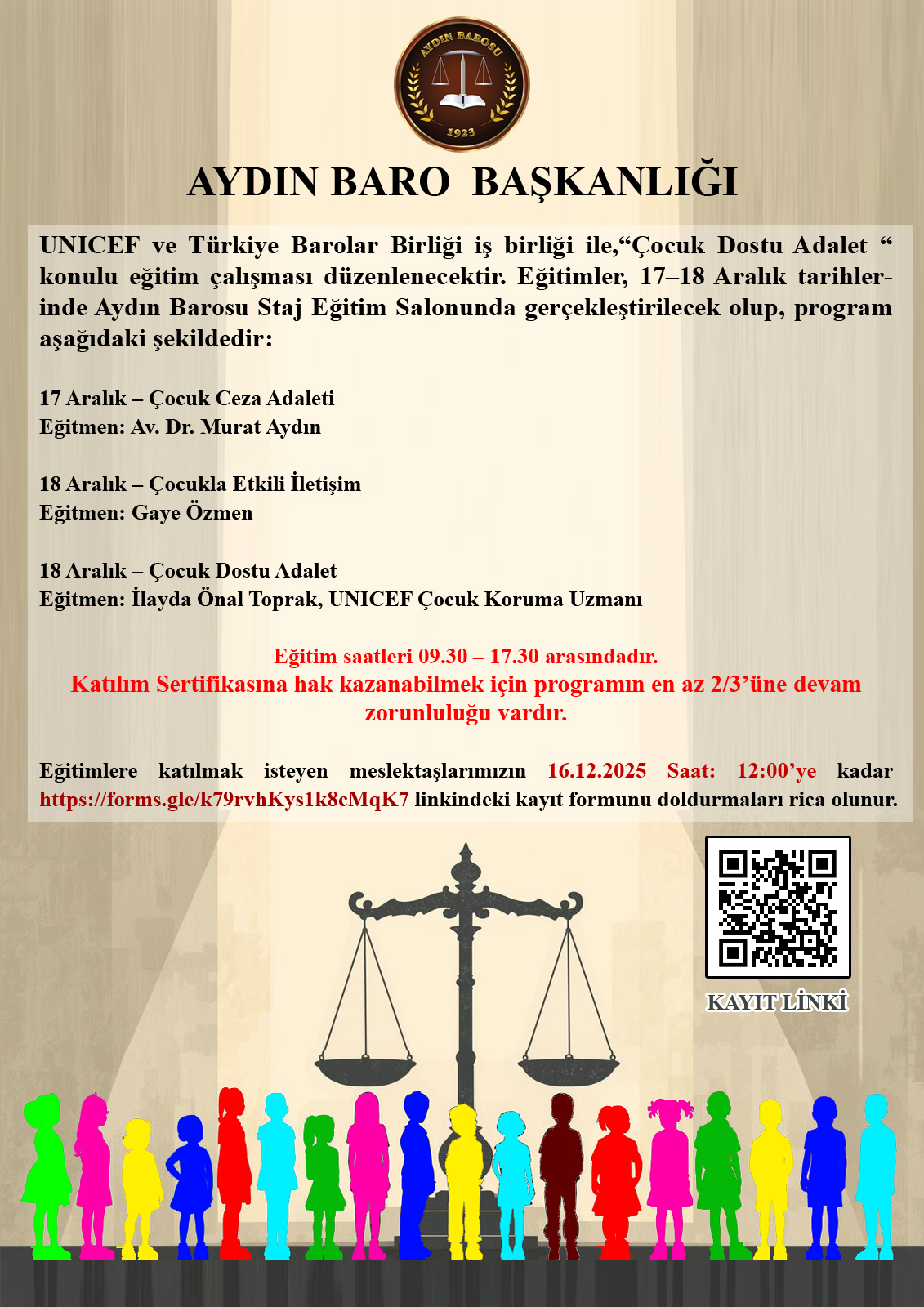 Çocuk Dostu Adalet  konulu eğitim çalışması 